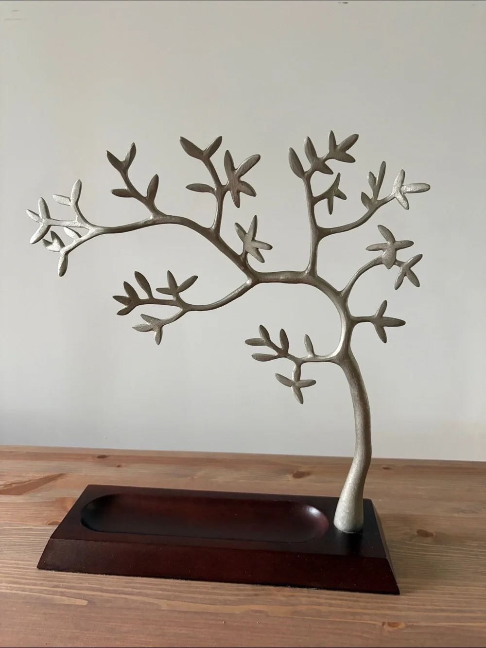Red Envelope Silver Tree Jewelry Organizer with Dark Wood Tray